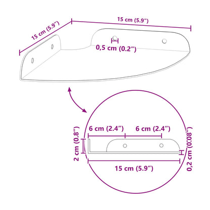 Flytende hylle med hylle 4 pcs Sennepsgul 15 x 15 x 2 cm