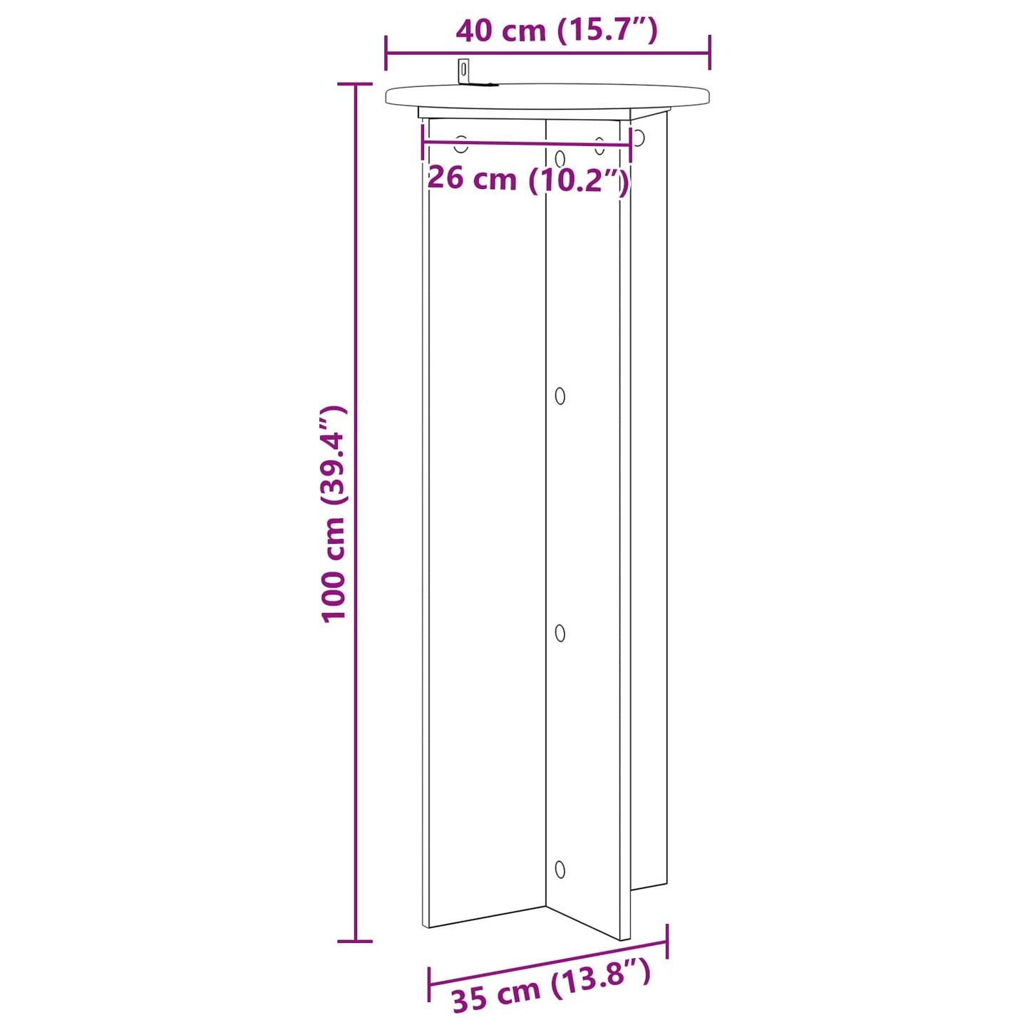 Planteholder 2 pcs Svart Ø40 x 100 cm Konstruert tre