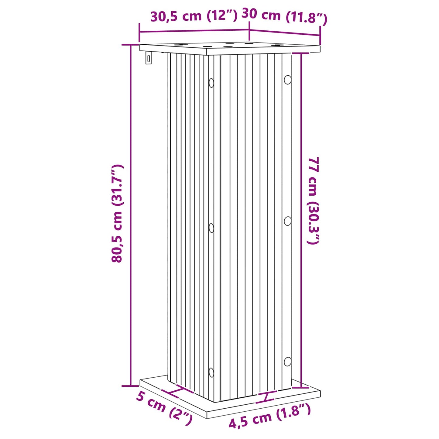 Planteholder 2 pcs Artisan eik 30,5 x 30 x 80,5 cm