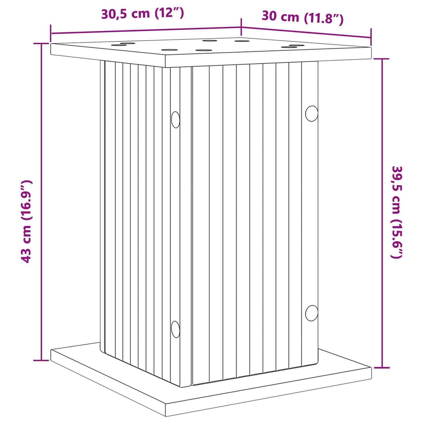 Planteholder 2 pcs Gammelt tre 30,5 x 30 x 43 cm Konstruert tre