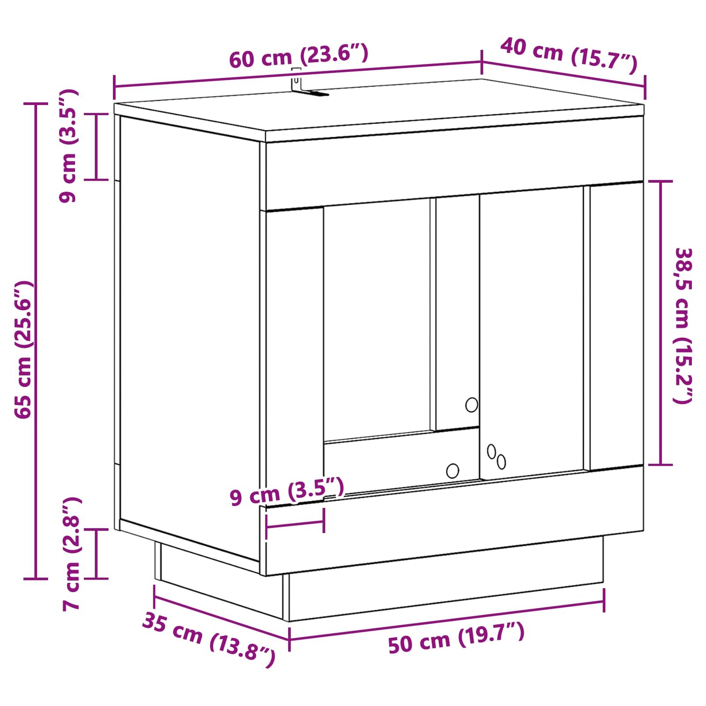 Sidetabell Hvit 60 x 40 x 65 cm Konstruert tre