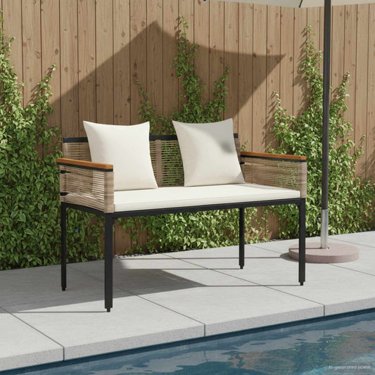 Hagebenk Kunstrotting Beige og kremhvitt 117 x 54 x 74.5 cm