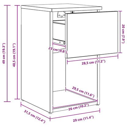 Sengeskap 2 pcs Gammelt tre 29 x 31,5 x 49 cm Konstruert tre