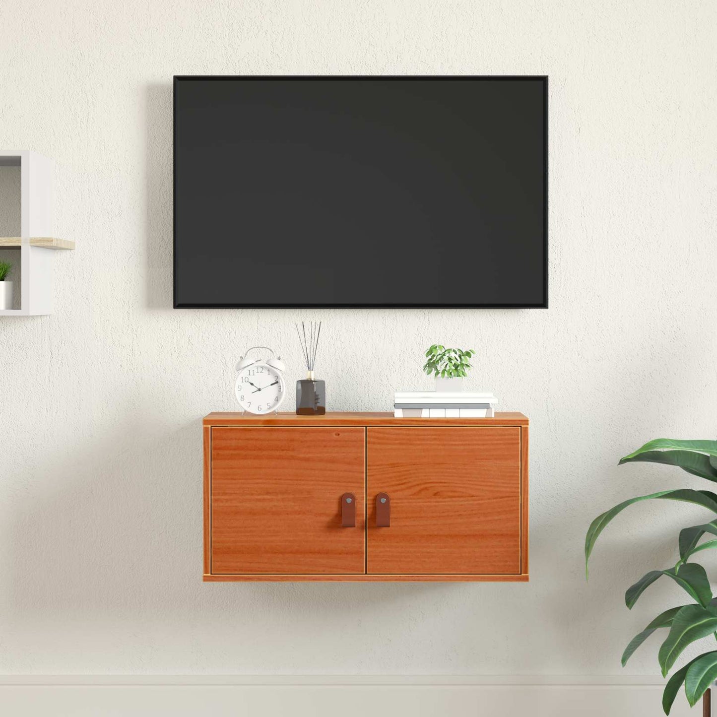 Veggskap Brun med hylle Vokset Brun 60 x 30 x 30 cm Massiv furu