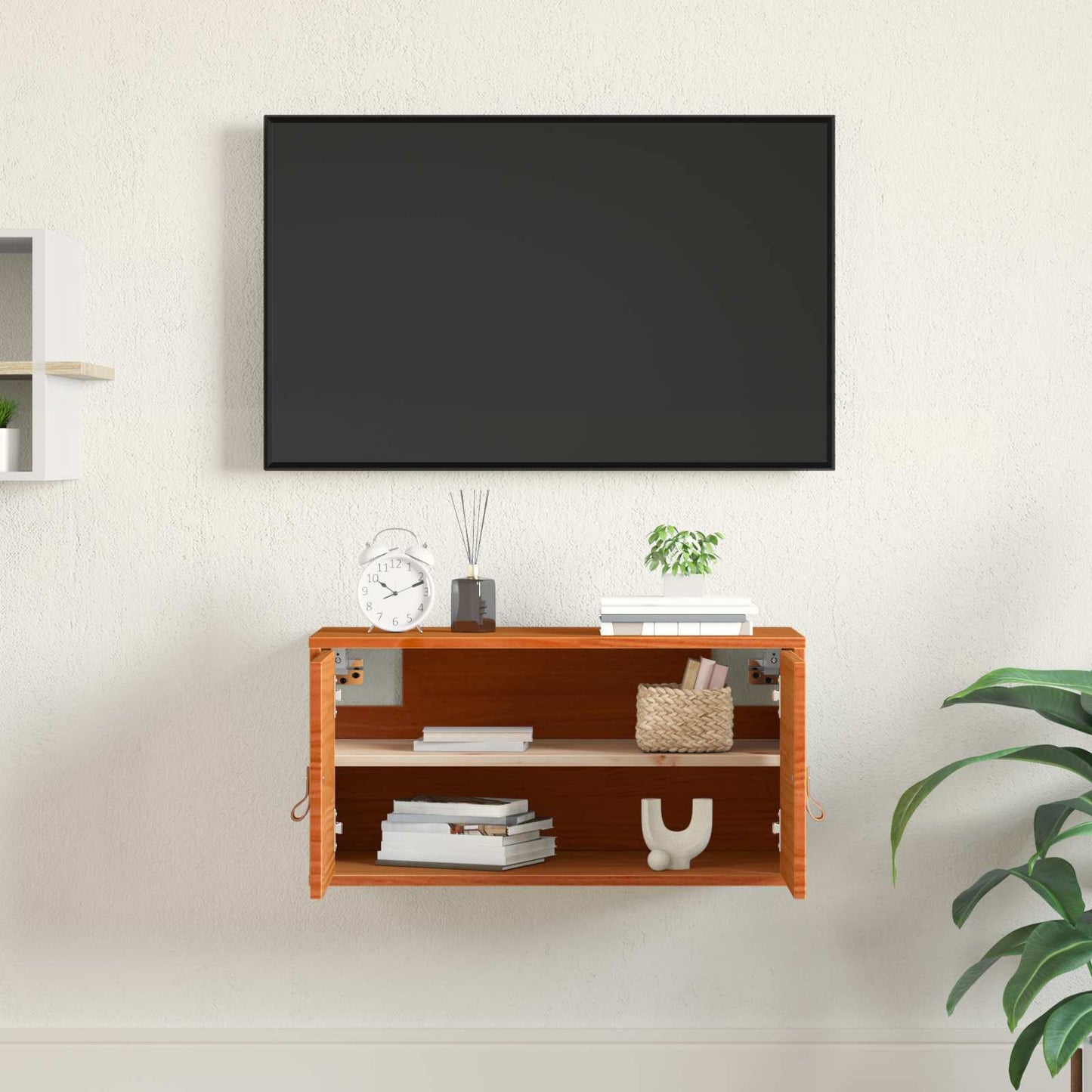 Veggskap Brun med hylle Vokset Brun 60 x 30 x 30 cm Massiv furu