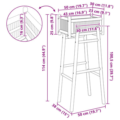 Hagepotte med holder Naturlig 50 x 38 x 114 cm Bambus