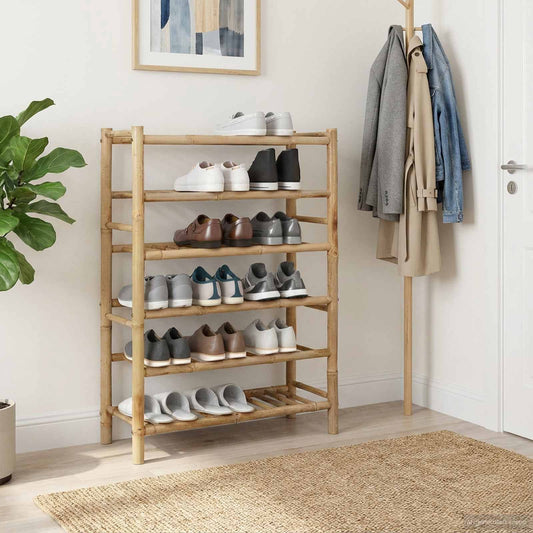 Skoskap Skohylle Skobenk Tre med hylle med lagring Naturlig 68 x 28 x 96 cm Bambus