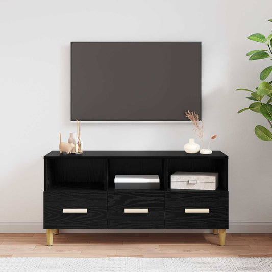 TV-Møbel Svart Eik TV-skap med skuff 102 x 36 x 50 cm