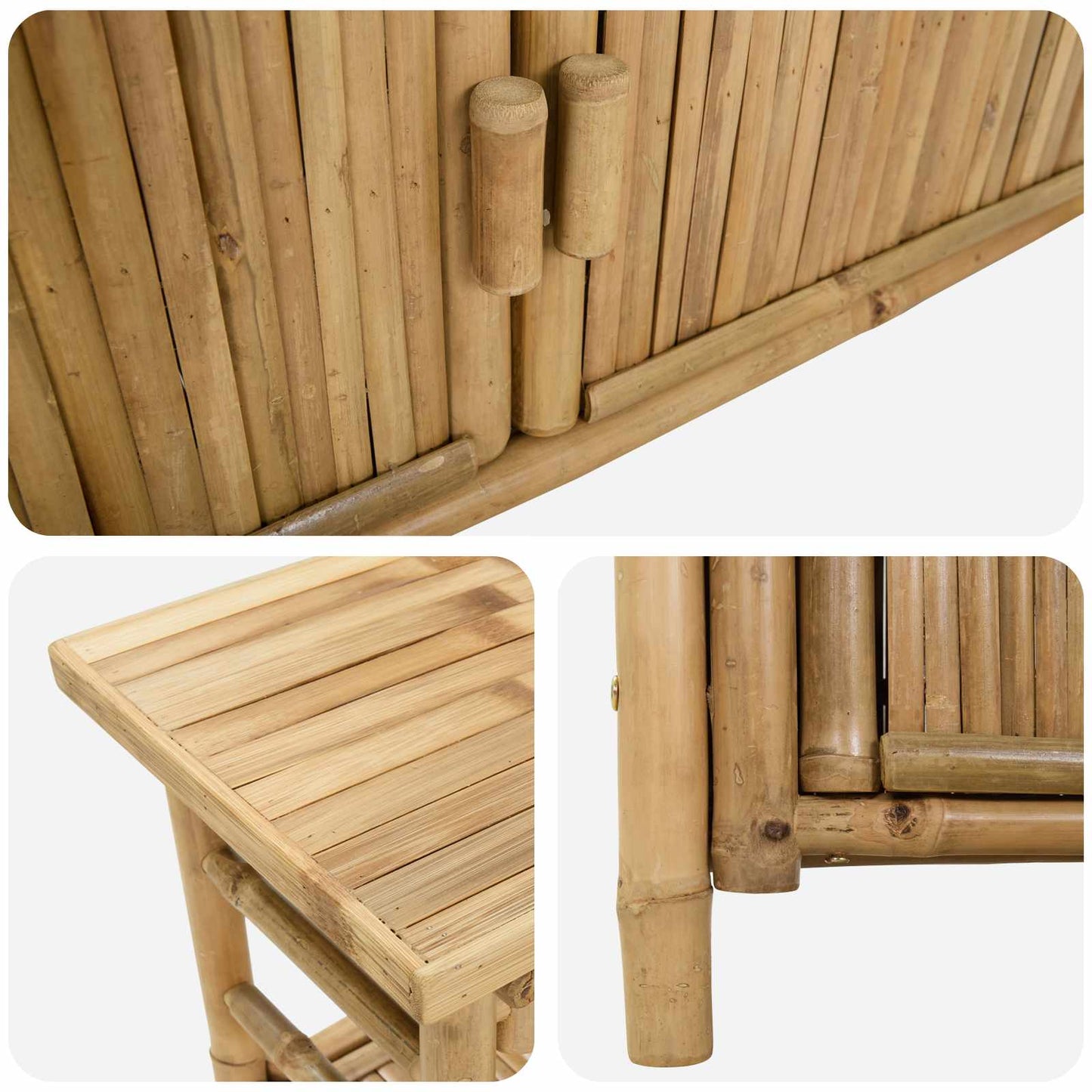 Konsollbord med hylle med dør Naturlig 80 x 35 x 75 cm Bambus