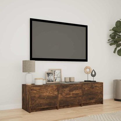 TV-benk med LED Røkt Eik 140 x 34 x 40 cm Konstruert tre