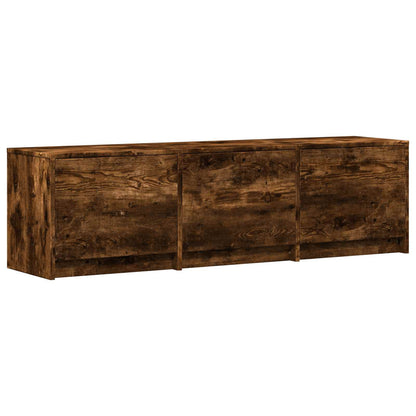 TV-benk med LED Røkt Eik 140 x 34 x 40 cm Konstruert tre