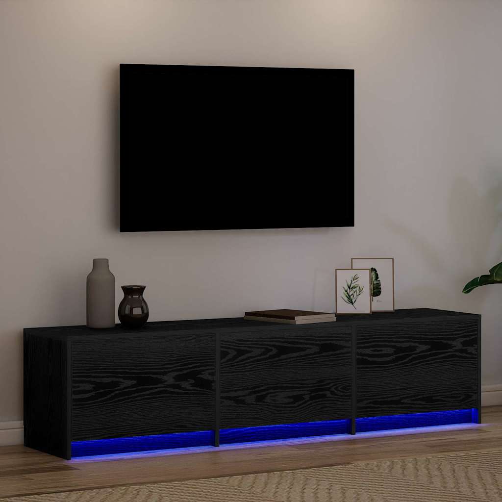 TV-Møbel Svart Eik TV-benk LED 165 x 34 x 40 cm