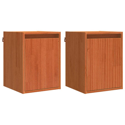 Veggskap med dør 2 pcs Vokset Brun 30 x 30 x 40 cm Massiv furu