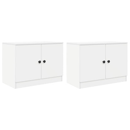 Sengeskap med lagring 2 pcs Hvit 66 x 35 x 48 cm Konstruert tre