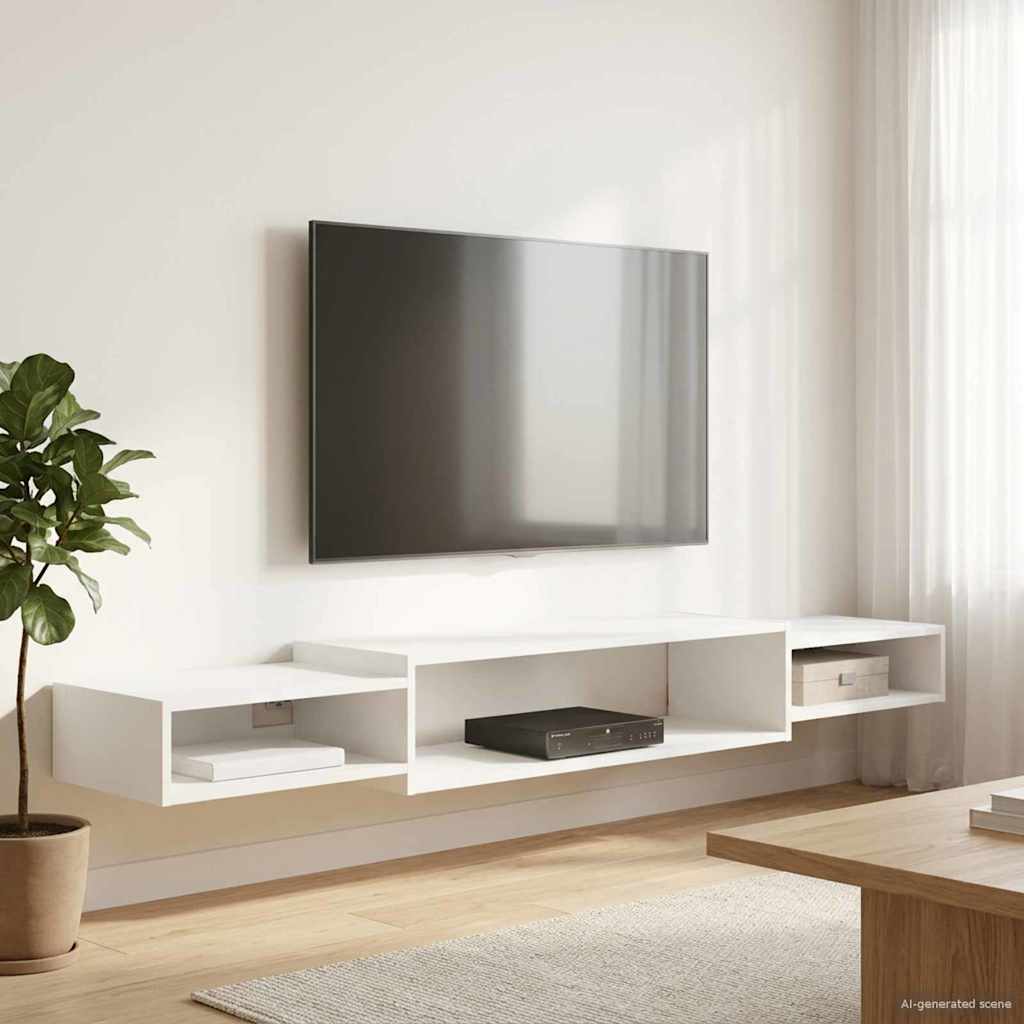 Vegghengt TV-skap Veggmontert Hvit 180 x 28 x 21 cm