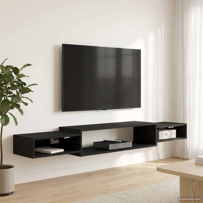 Vegghengt TV-skap Veggmontert Svart eik 180 x 28 x 21 cm