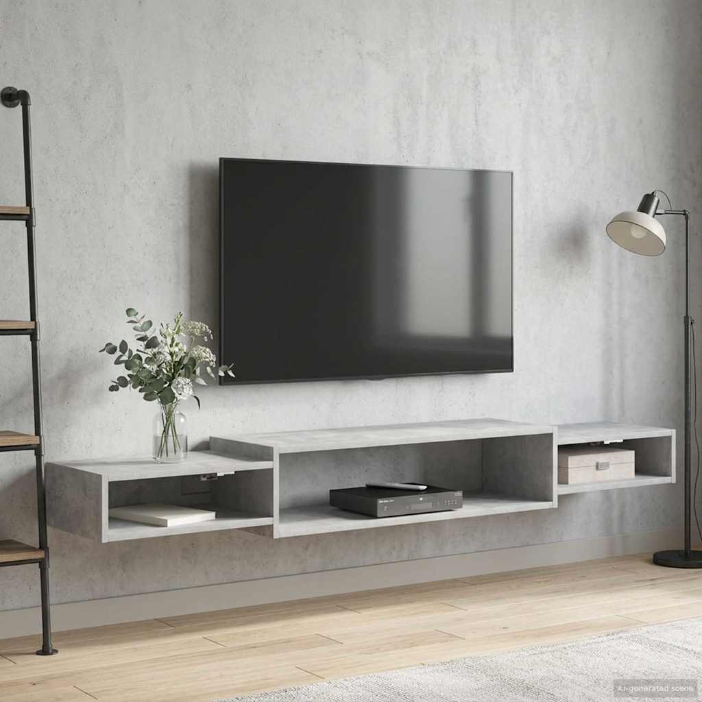 Vegghengt TV-skap Veggmontert Betonggrå 180 x 28 x 21 cm