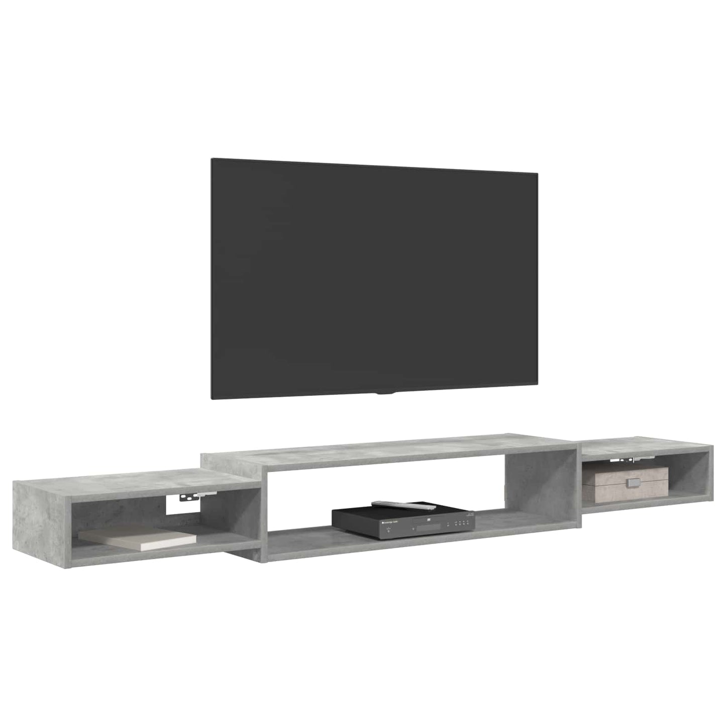 Vegghengt TV-skap Veggmontert Betonggrå 180 x 28 x 21 cm