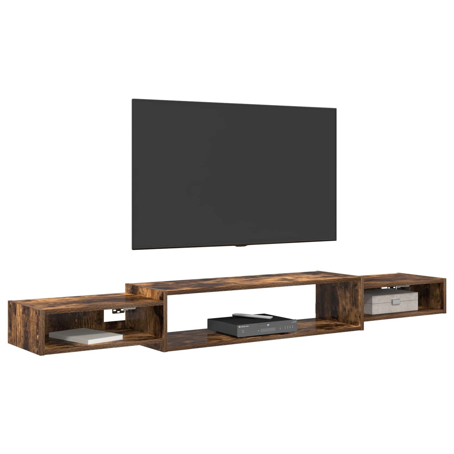 Vegghengt TV-skap Veggmontert Røkt Eik 180 x 28 x 21 cm