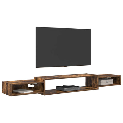Vegghengt TV-skap Veggmontert Røkt Eik 180 x 28 x 21 cm
