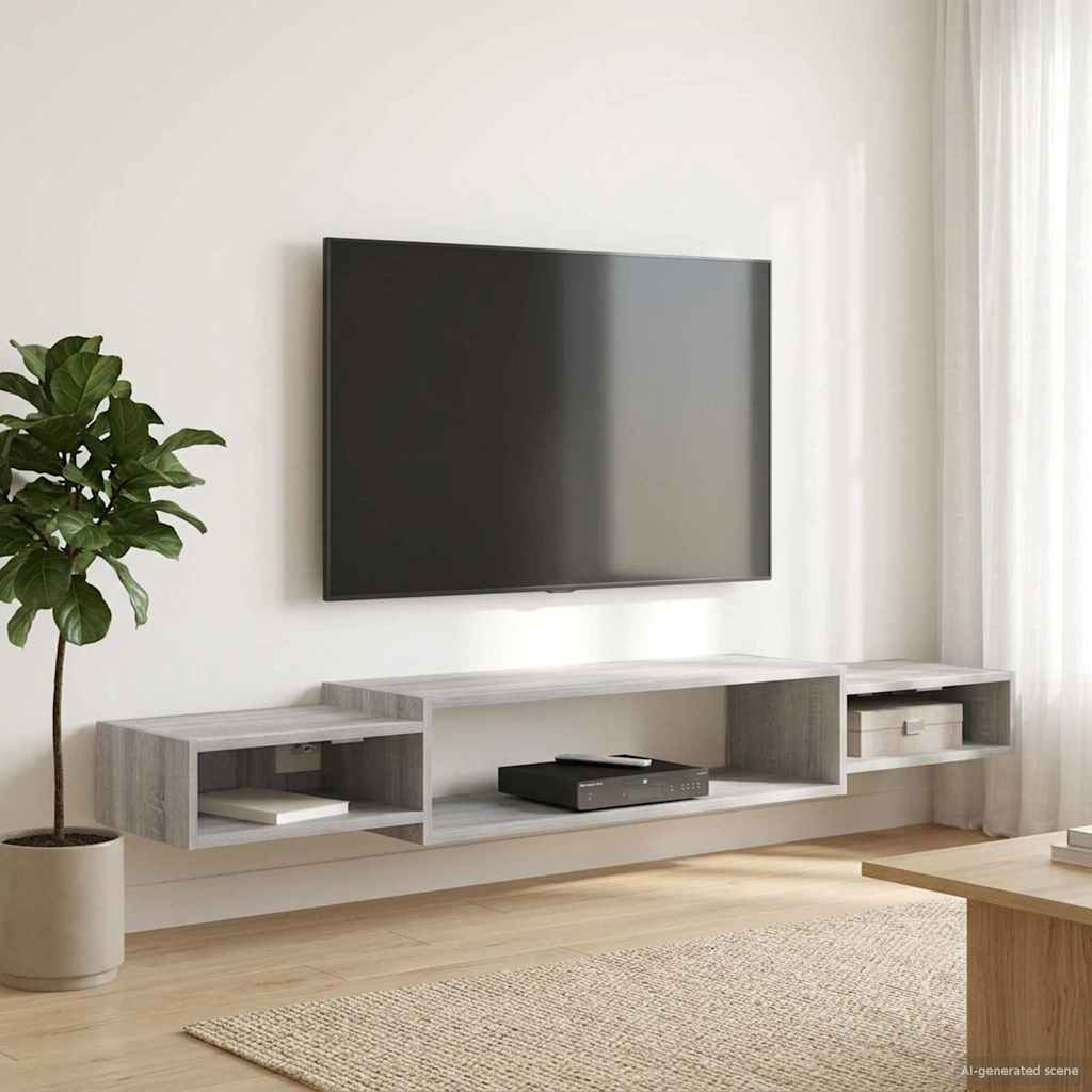Vegghengt TV-skap Veggmontert Grå Sonoma 180 x 28 x 21 cm