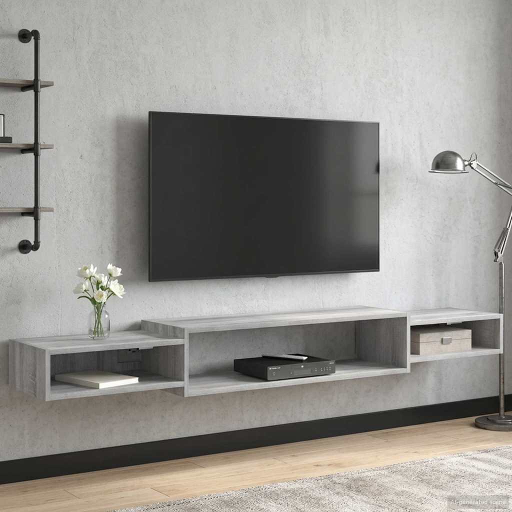 Vegghengt TV-skap Veggmontert Grå Sonoma 180 x 28 x 21 cm