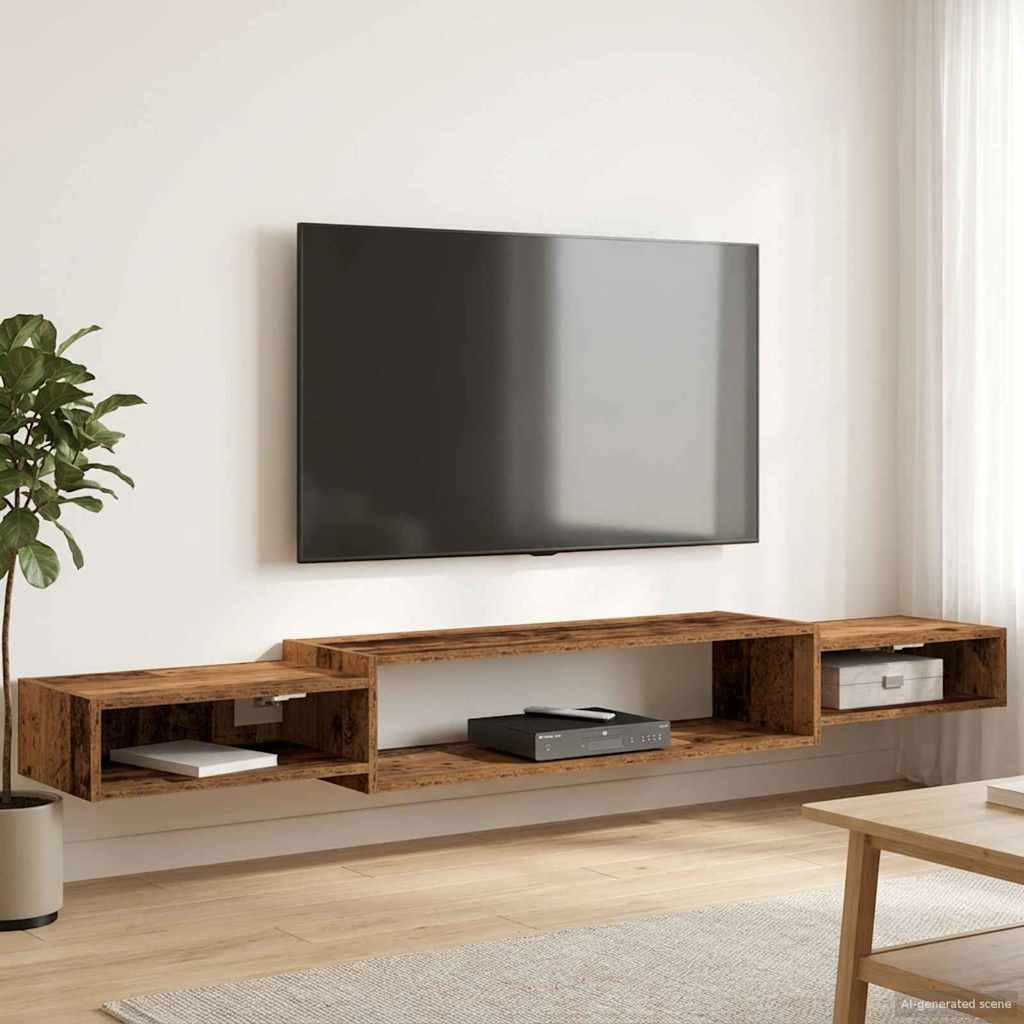 Vegghengt TV-skap Veggmontert Gammelt tre 180 x 28 x 21 cm