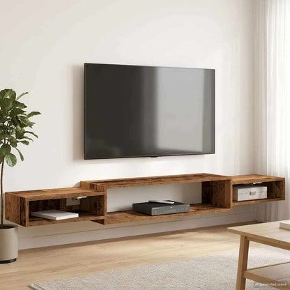 Vegghengt TV-skap Veggmontert Gammelt tre 180 x 28 x 21 cm