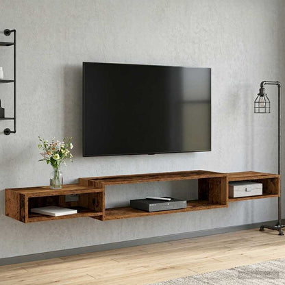 Vegghengt TV-skap Veggmontert Gammelt tre 180 x 28 x 21 cm