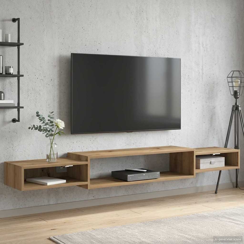 Vegghengt TV-skap Veggmontert Artisan eik 180 x 28 x 21 cm