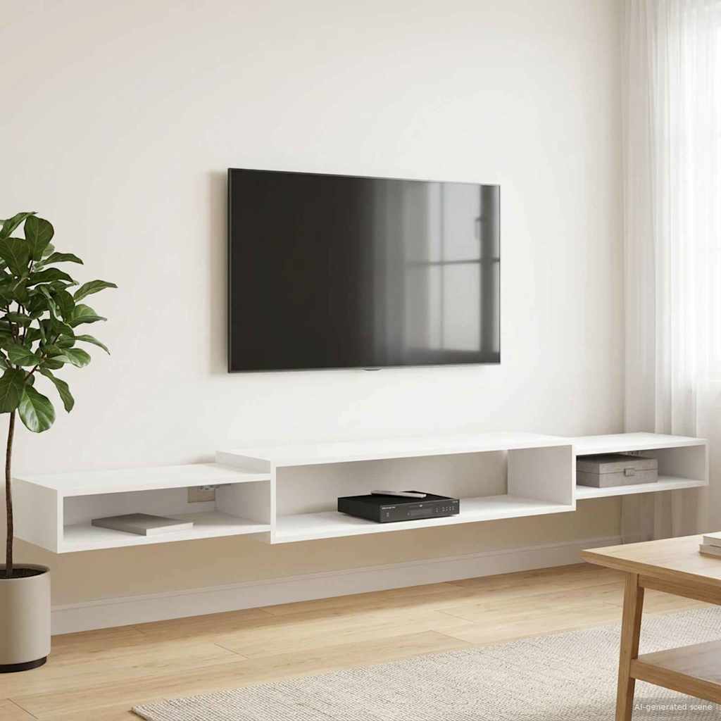 Vegghengt TV-skap Veggmontert Hvit 220 x 28 x 21 cm