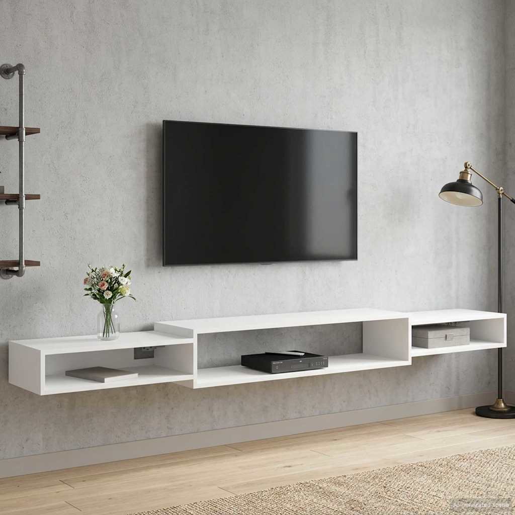 Vegghengt TV-skap Veggmontert Hvit 220 x 28 x 21 cm