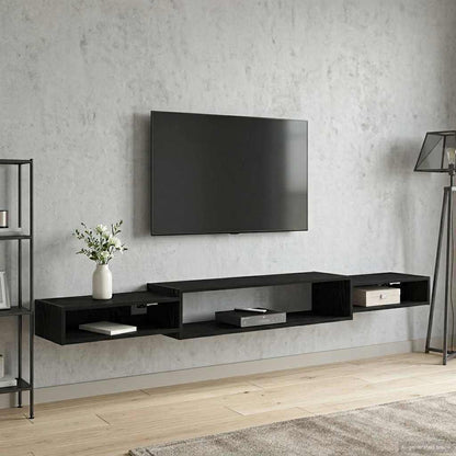 Vegghengt TV-skap Veggmontert Svart eik 220 x 28 x 21 cm