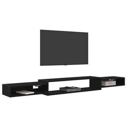 Vegghengt TV-skap Veggmontert Svart eik 220 x 28 x 21 cm