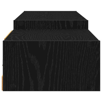 Vegghengt TV-skap Veggmontert Svart eik 220 x 28 x 21 cm