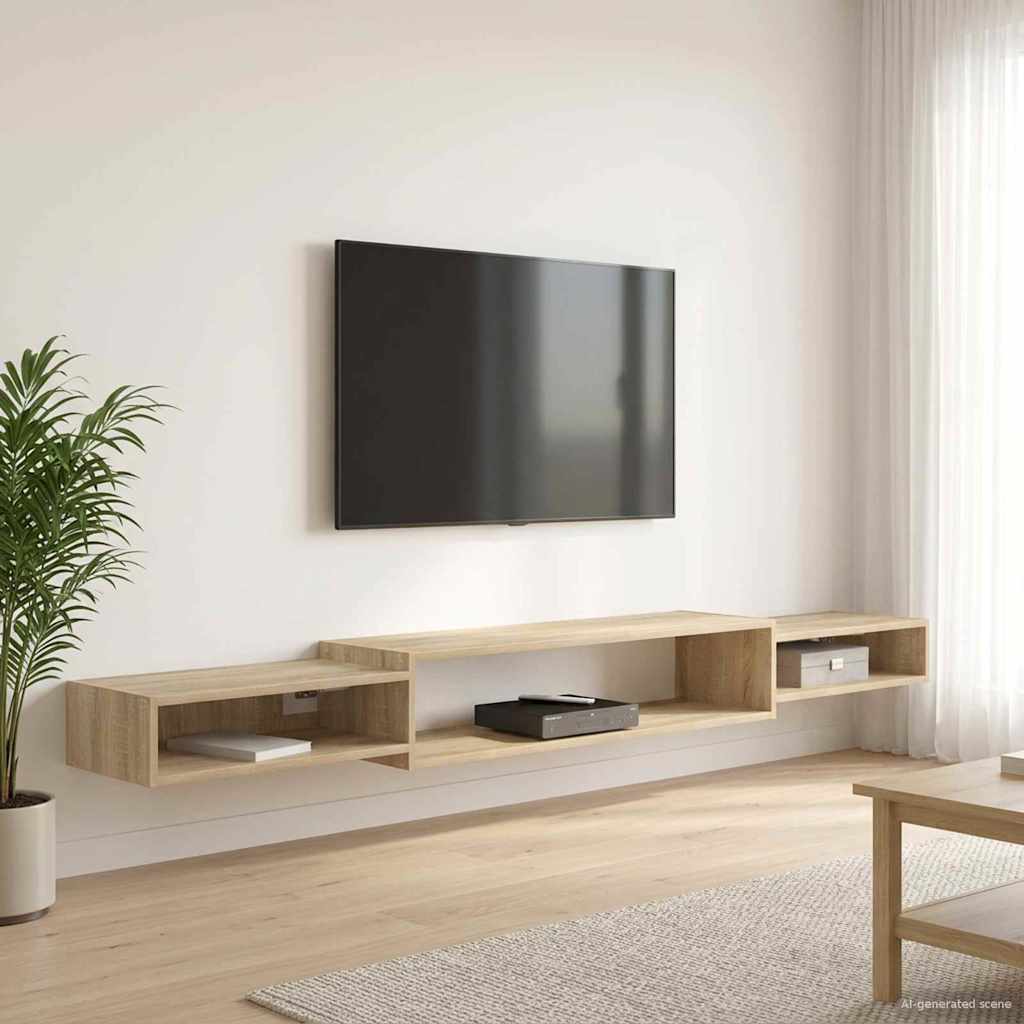 Vegghengt TV-skap Veggmontert Sonoma eik 220 x 28 x 21 cm