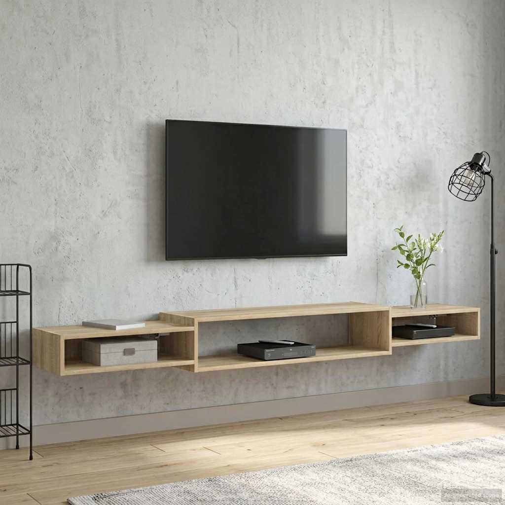 Vegghengt TV-skap Veggmontert Sonoma eik 220 x 28 x 21 cm