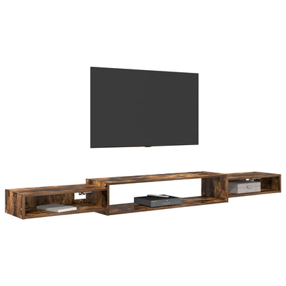 Vegghengt TV-skap Veggmontert Røkt Eik 220 x 28 x 21 cm