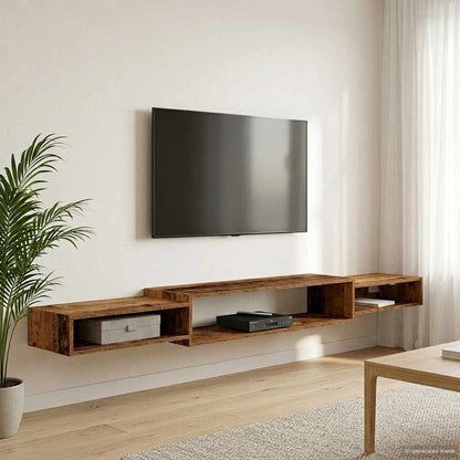 Vegghengt TV-skap Veggmontert Gammelt tre 220 x 28 x 21 cm