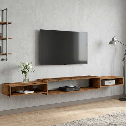Vegghengt TV-skap Veggmontert Gammelt tre 220 x 28 x 21 cm