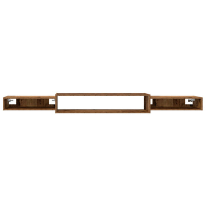 Vegghengt TV-skap Veggmontert Gammelt tre 220 x 28 x 21 cm
