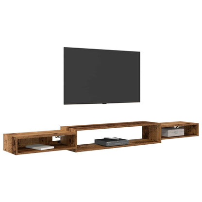 Vegghengt TV-skap Veggmontert Gammelt tre 220 x 28 x 21 cm