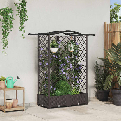Hevet Bed med Trellis og Tak Brun 124 x 40 x 126 cm PP