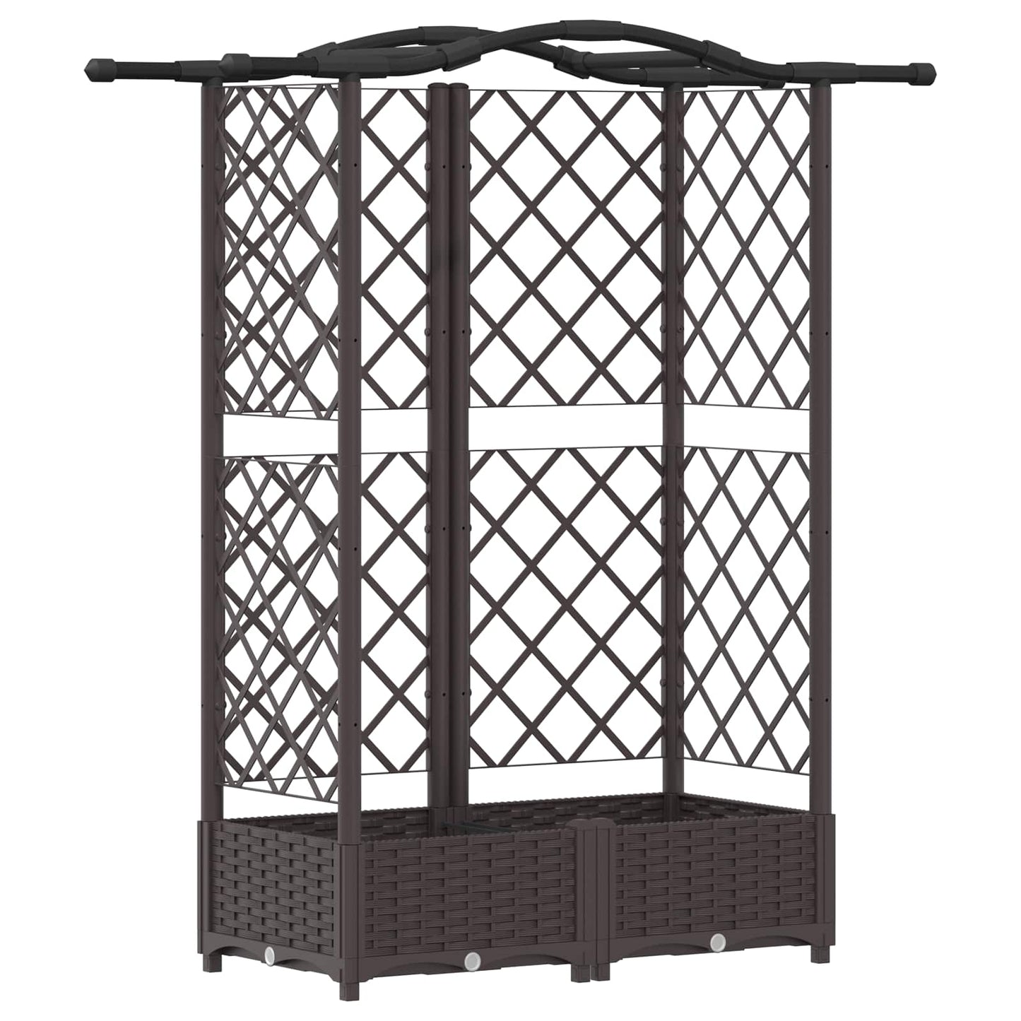 Hevet Bed med Trellis og Tak Brun 124 x 40 x 126 cm PP