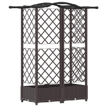 Hevet Bed med Trellis og Tak Brun 124 x 40 x 126 cm PP