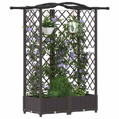 Hevet Bed med Trellis og Tak Brun 124 x 40 x 126 cm PP