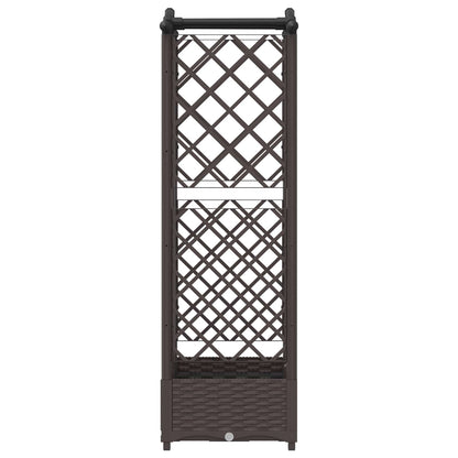 Hevet Bed med Trellis og Tak Brun 124 x 40 x 126 cm PP