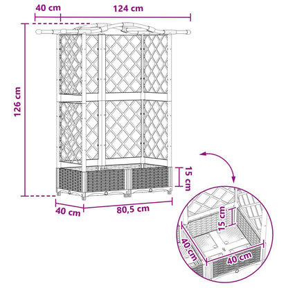 Hevet Bed med Trellis og Tak Brun 124 x 40 x 126 cm PP