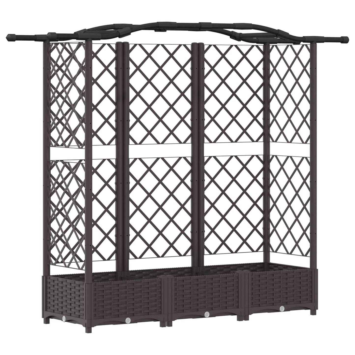 Hevet Bed med Trellis og Tak Brun 163 x 40 x 126 cm PP