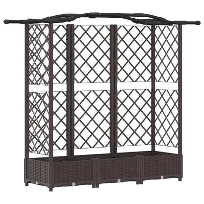 Hevet Bed med Trellis og Tak Brun 163 x 40 x 126 cm PP